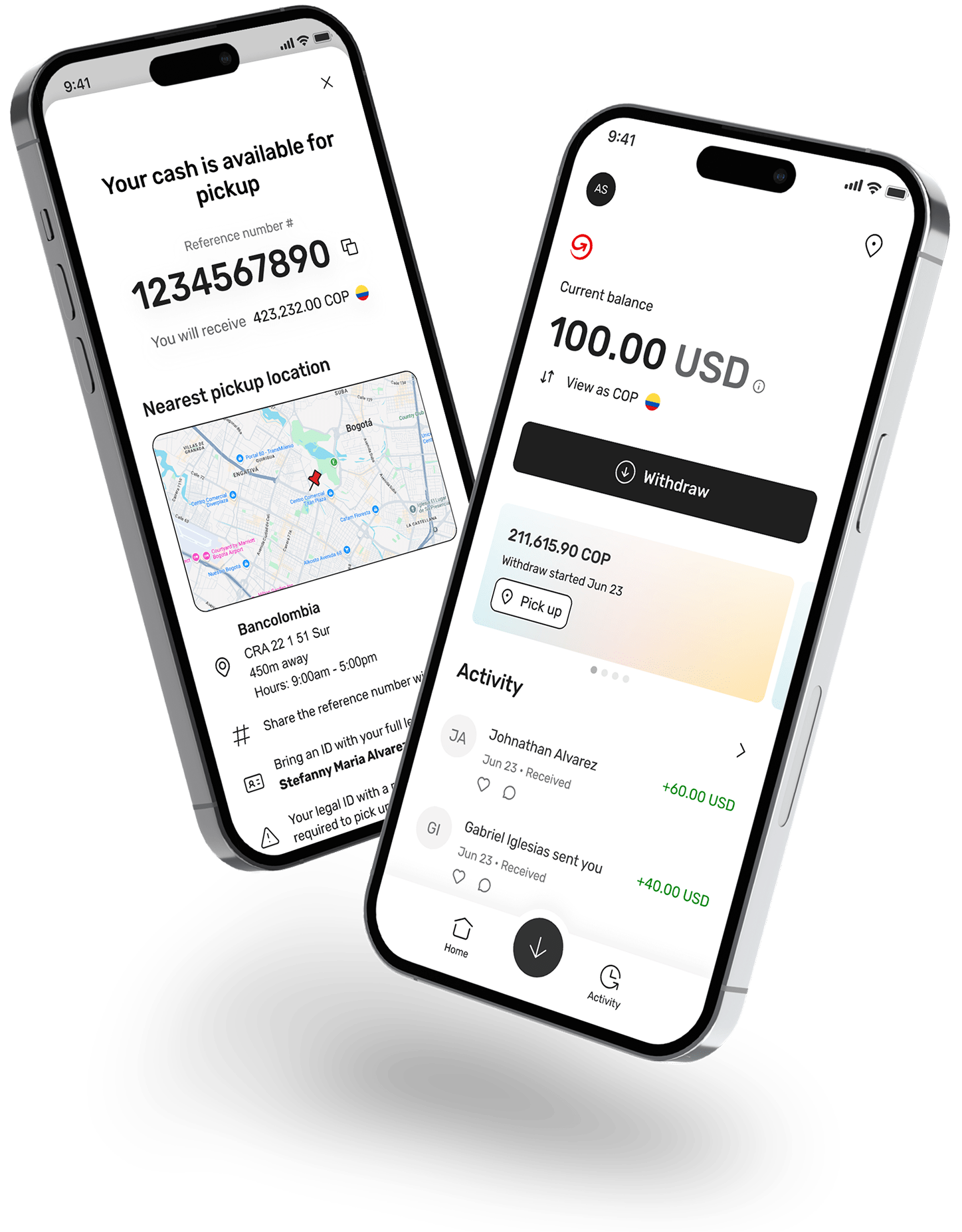 MoneyGram React Native app interface